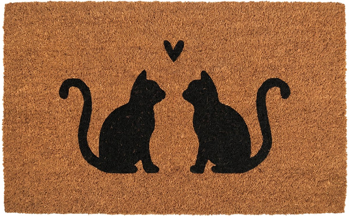 Clayre & Eef Deurmat Bruin Kokos Katten