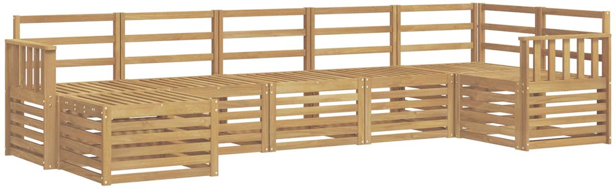 vidaXL Buiten - bank - set - 7 - st - 6-zits - Wit - Solid - Acacia - Wood