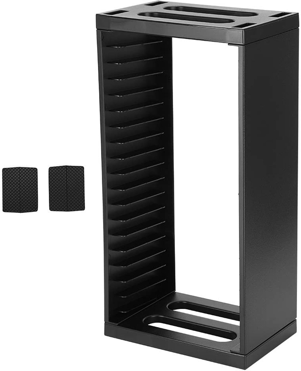 Dailygoods- Opbergplank Dubbellaags - Spel Disc Opbergrek - Organizer voor PS4 - Hoogwaardig ABS - Zwart - Capaciteit 18 discs