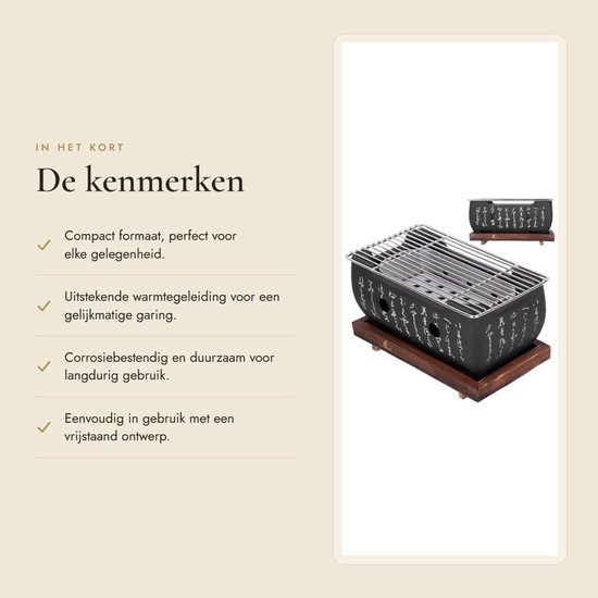 SPHProducts - Japanse Barbecue Grill - Mini Houtskool Grill - Draagbaar en Lichtgewicht - Aluminium - Voor Binnen en Buiten - Perfect voor BBQ's - Incl... van sphproducts — afbeelding 3