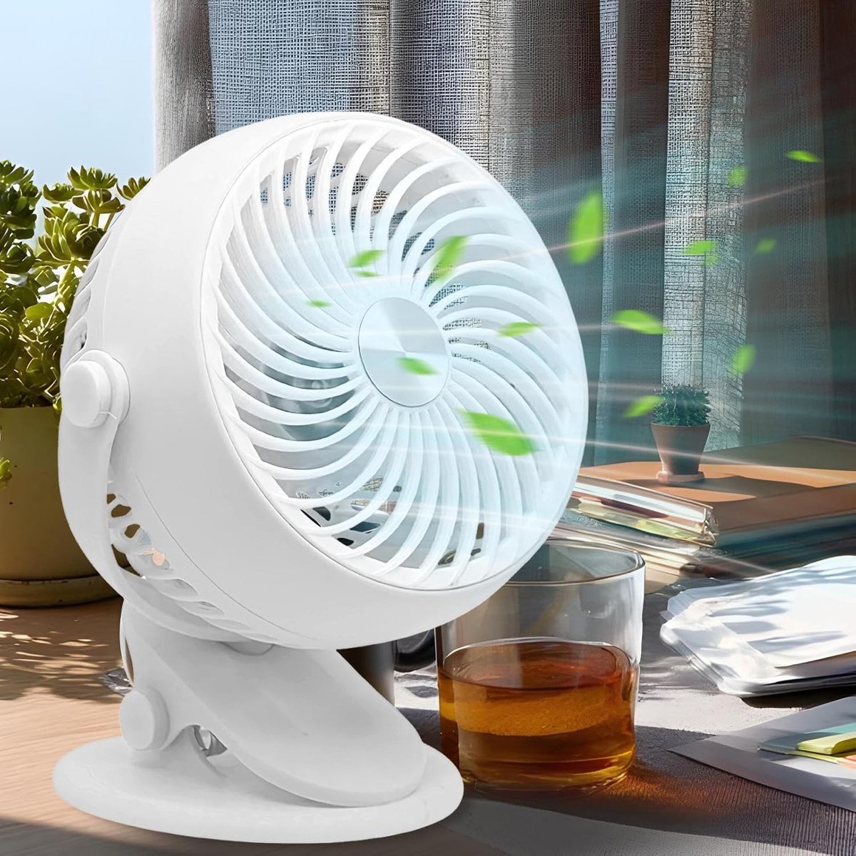 Ventilator met clip - Klem ventilator - Persoonlijke verkoeling - Stille werking onder 25 dB - 15x18x15 cm - Wit