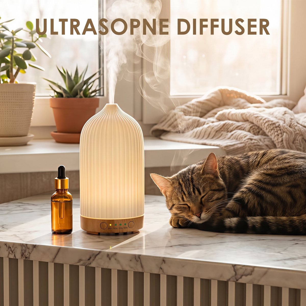 Dreamhigh® Diffuser voor Etherische Oliën 200 ml – Aromatherapie-Geurdiffuser - Kamergeurdiffuser - Stil - Instelbaar - Compact - RGB-Verlichting – Ideaal voor Yoga & Kantoor - Wit — cadeau in Wonen & Interieur - foto 7