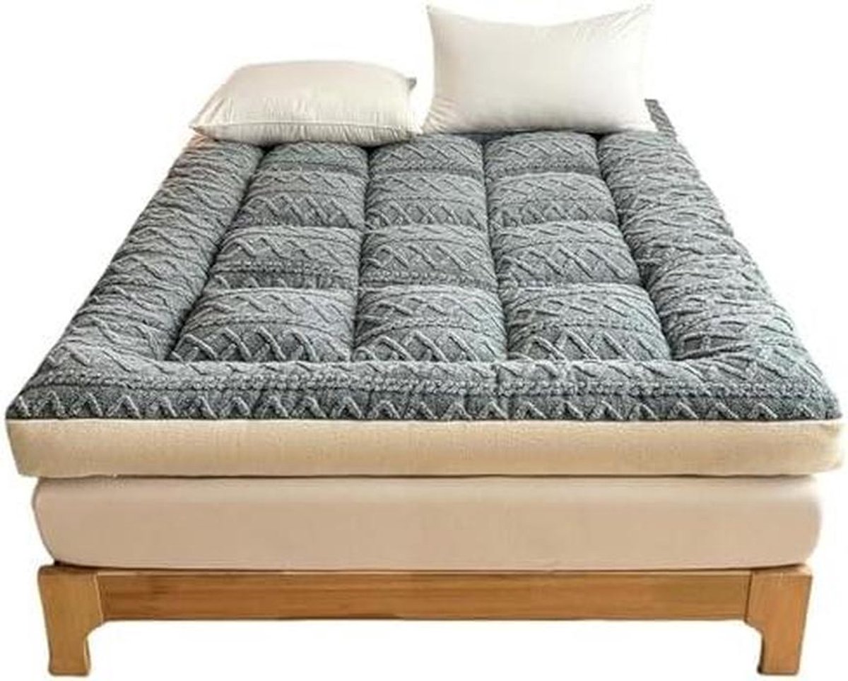 Japanse futonmatras - Vloerbed opvouwbaar - Ruimtebesparend slapen - Ademend materiaal - Compact ontwerp - Grijs