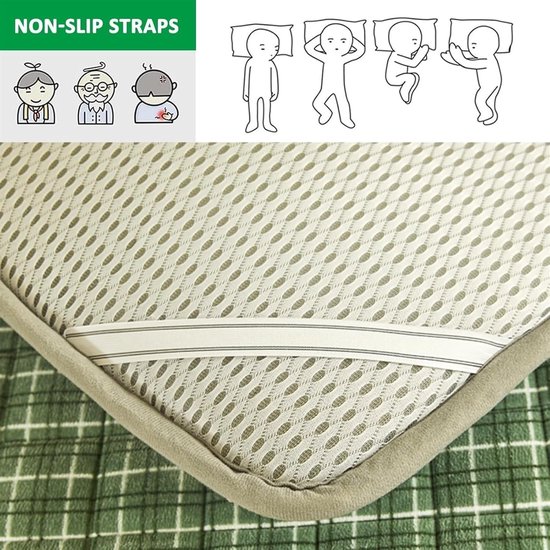 Japanse Vloermat - Oprolbare Futon - Comfortabel Slapen - Ademend Katoen - 100x200cm - Groen — afbeelding 4