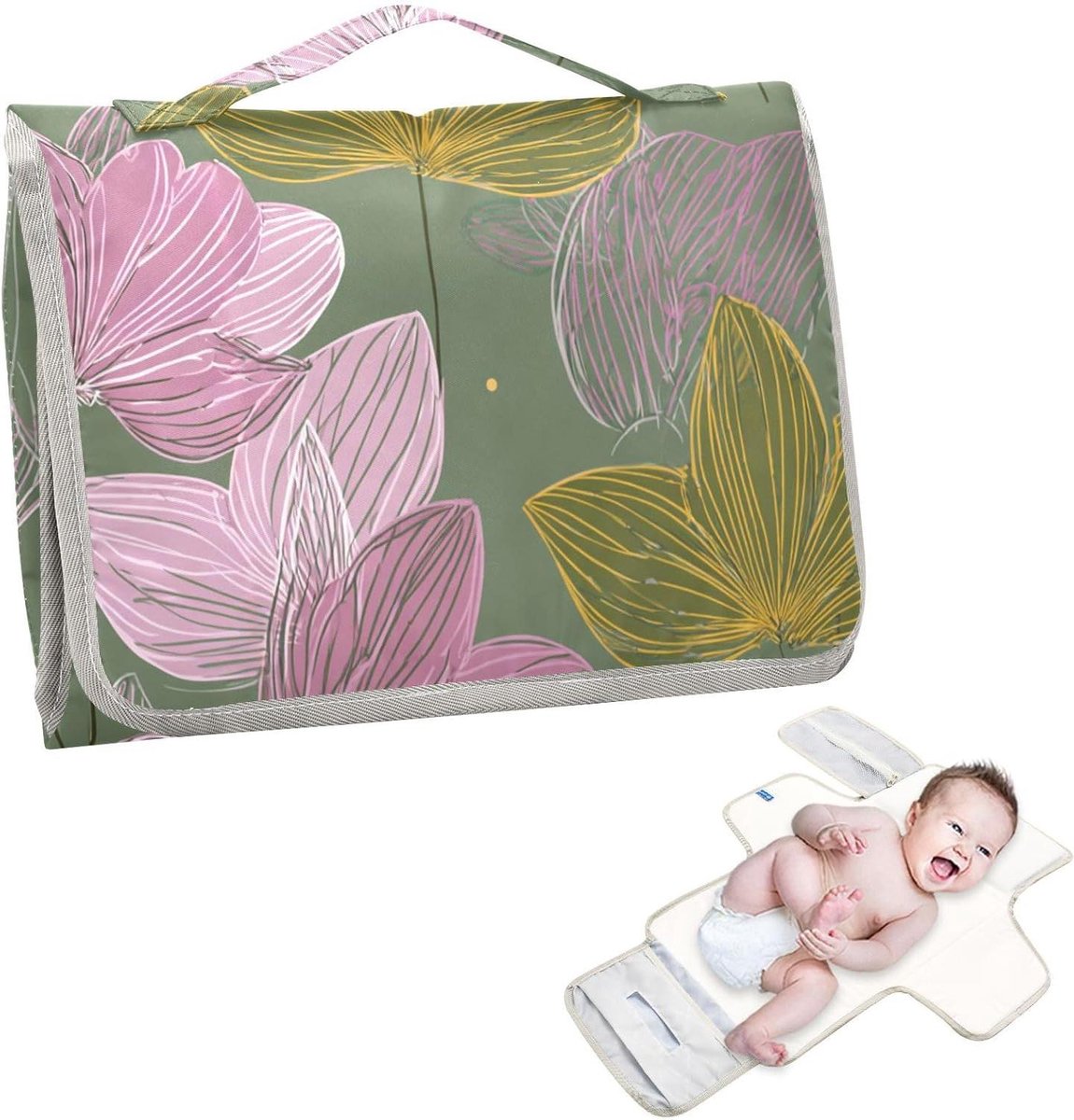 Herbruikbare Aankleedkussen - Baby Verschoningsmat Luierwissel - Luier Wisselem - Met Ingebouwd Kussen - 62 x 30 cm