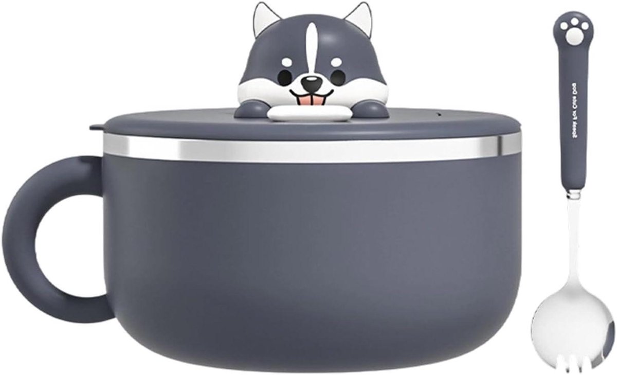 Noodle Bowl - Instant Noodle Maker - Warme Maaltijden Bereiden - Dubbelwandige Isolatie - 1200 ml - Zilver