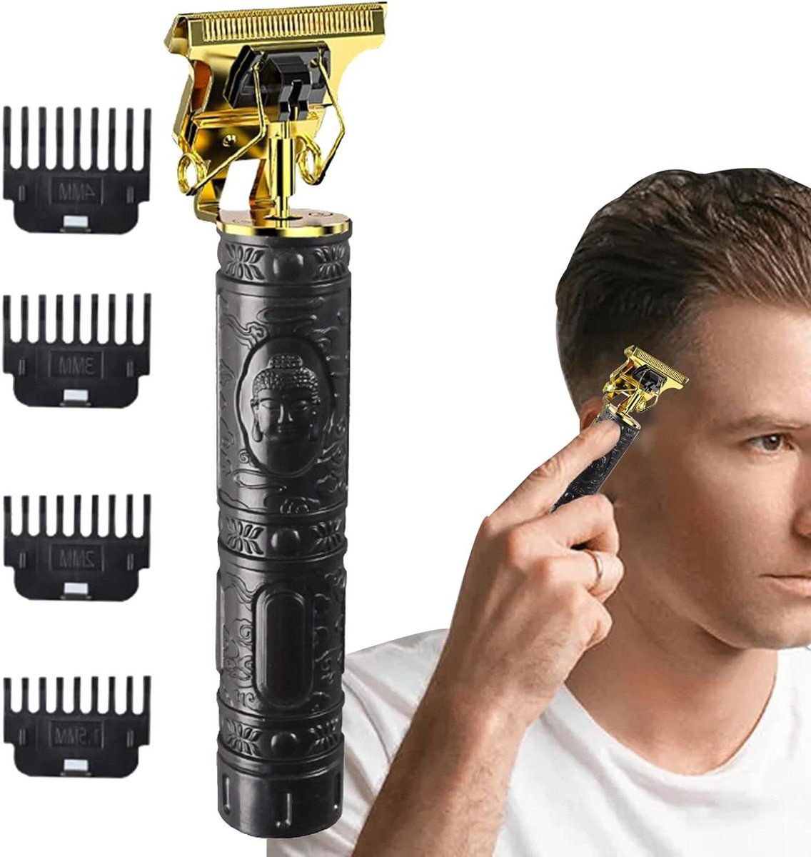 Draadloze Trimmer - Baard Kapper - Strakke Lijnen - T-Bladed Roestvrij Staal - 150 x 41 mm - Zwart