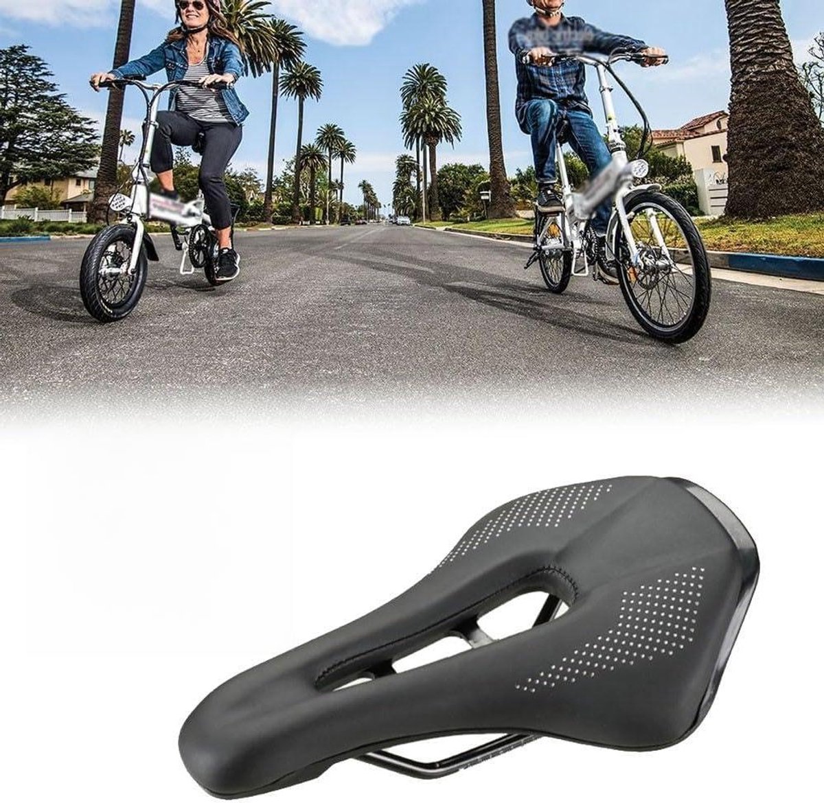 Zadelkussen Fiets - Gel Zitting - Comfortabel Fietsen - Schokabsorberend Gel - 15 x 253 cm - Zwart