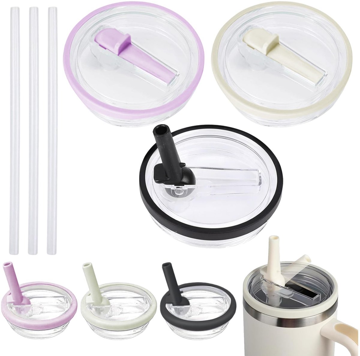 Dailygoods- Reservedeksel 3 Stuks - Lekvrij - Herbruikbaar - Spatwaterdicht - Bekerdeksel - Flip-Rietdeksel - Geschikt voor 100 ml
