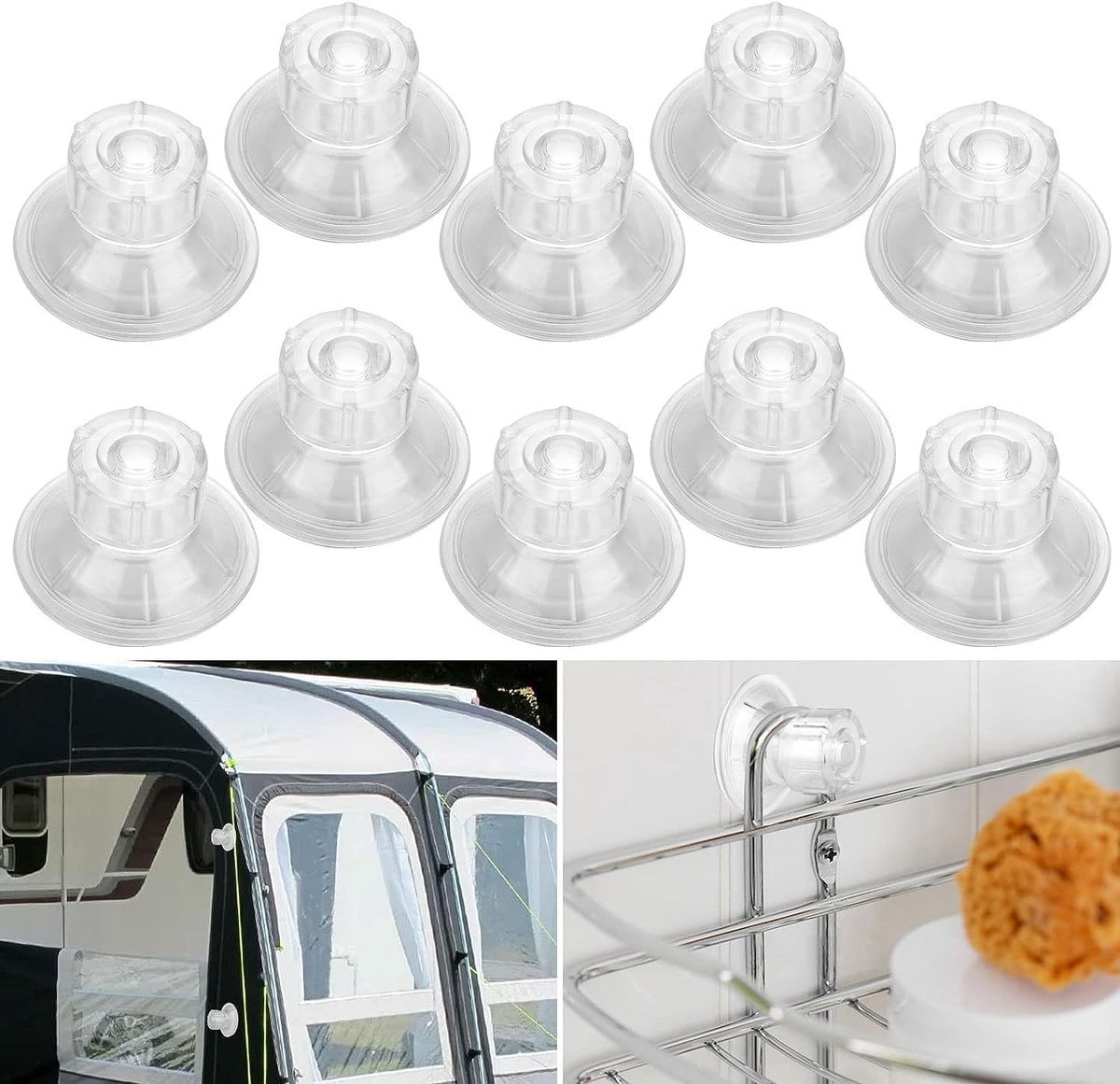 Dailygoods- Zuignap Transparant 45mm - 10 Stuks - Zuignap voor Camper/Caravan - Haken voor Huishoudelijke Decoratie - Keukengereedschap - Ruimtebesparend - Zuignapjes