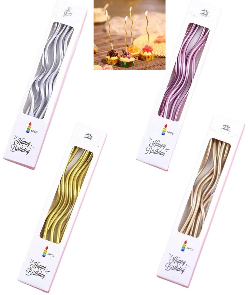 Dailygoods- Verjaardagskaarsen set van 24 - Gebogen kaarsen - Decoratie voor taarten - Cupcake-kaarsen - Bruiloft/feestdecoratie - Lengte 15 cm - Taartkaarsen