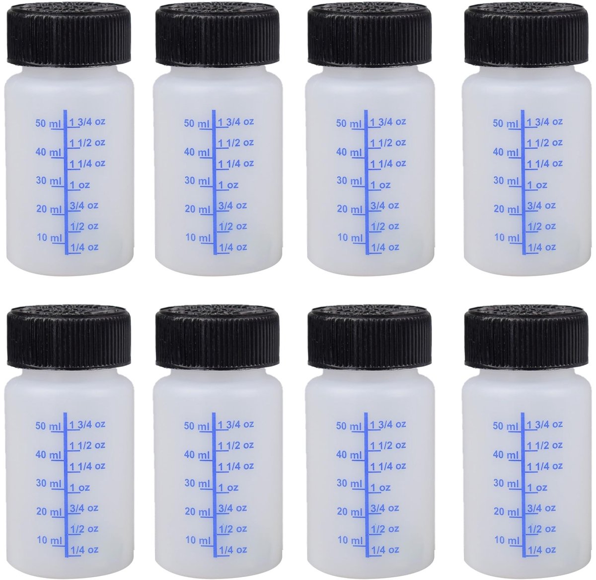 Dailygoods- Lakreparatieflessen 60 ml - 8 Stuks - Kunststof - Mengballen - Borstels - Duidelijke Capaciteitsmarkering - Verfcontainer