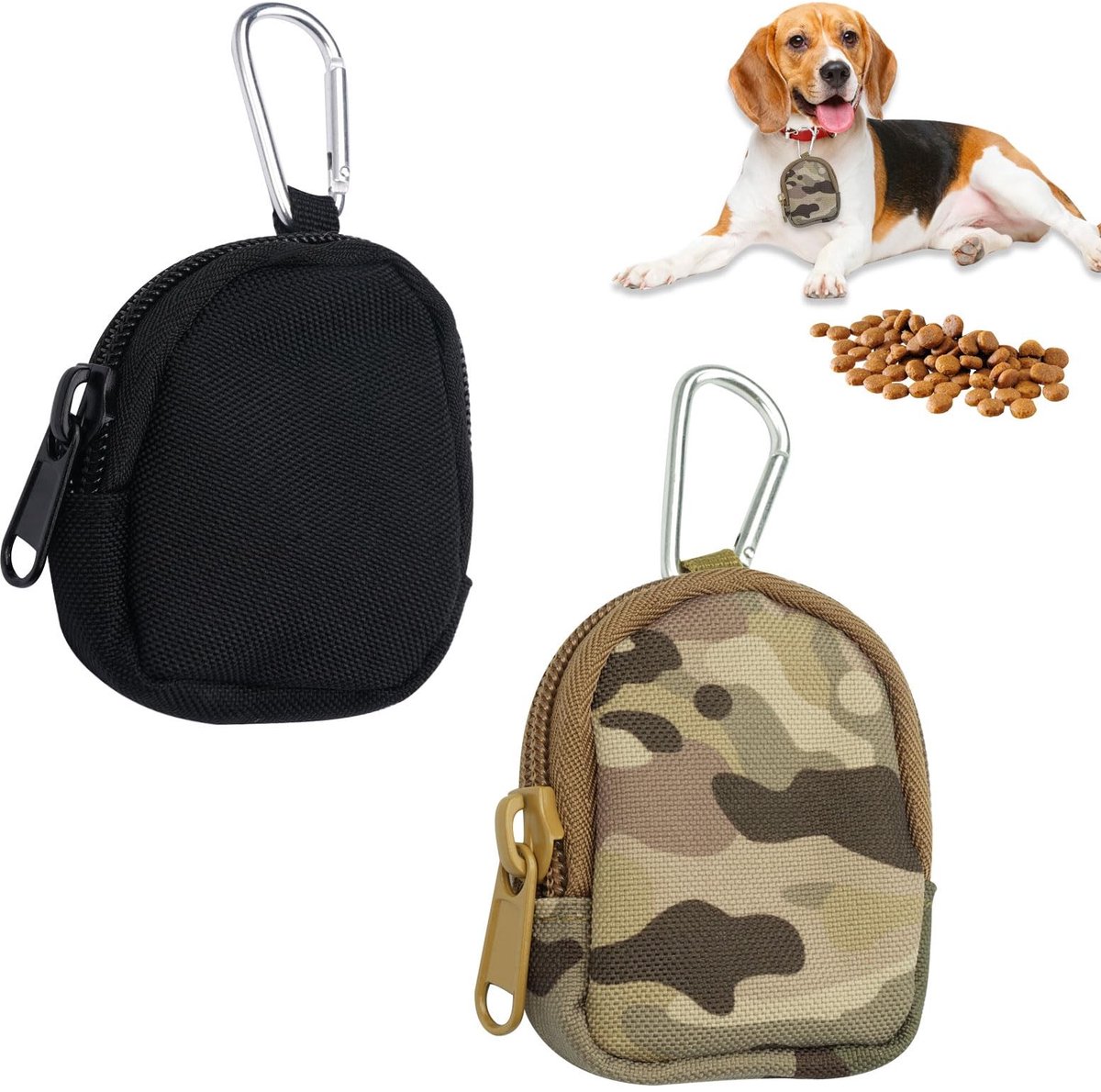 Dailygoods- Hondensnoepjes Set van 2 - Draagbare Tassen - Verstelbare Clip - Robuust Materiaal - Perfect voor Training - Altijd binnen handbereik - Hondentrainingszak