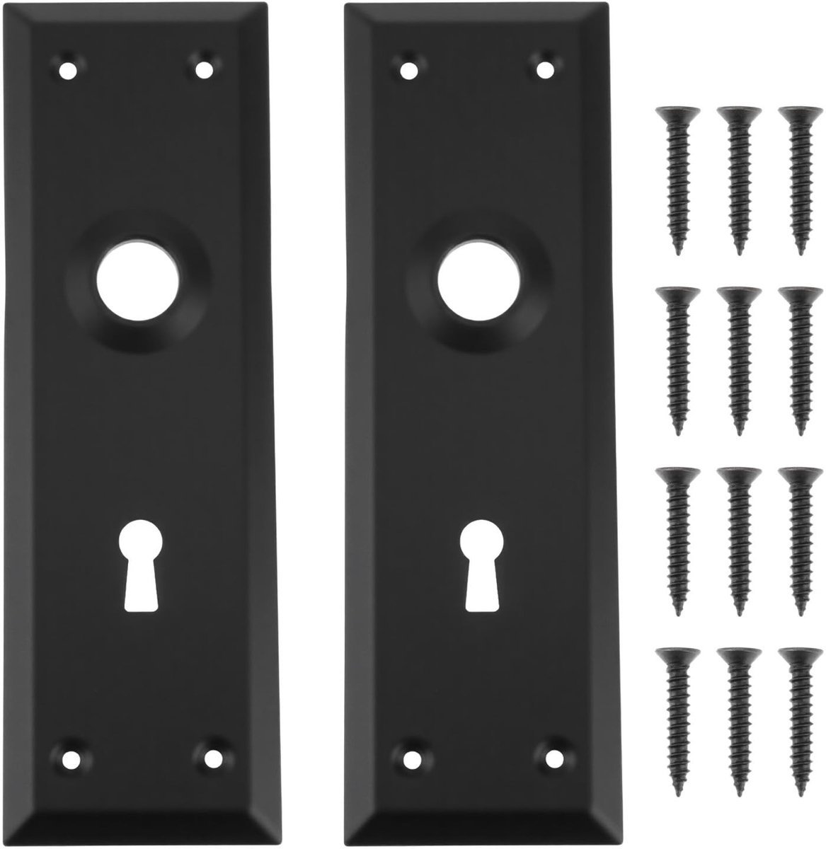 Dailygoods- Deurozet Mat Zwart - 2 Pack - Insteekslot - Deurknop Cover - Roestbestendig Metaal - 180 x 58 mm - Deurklinkplaat