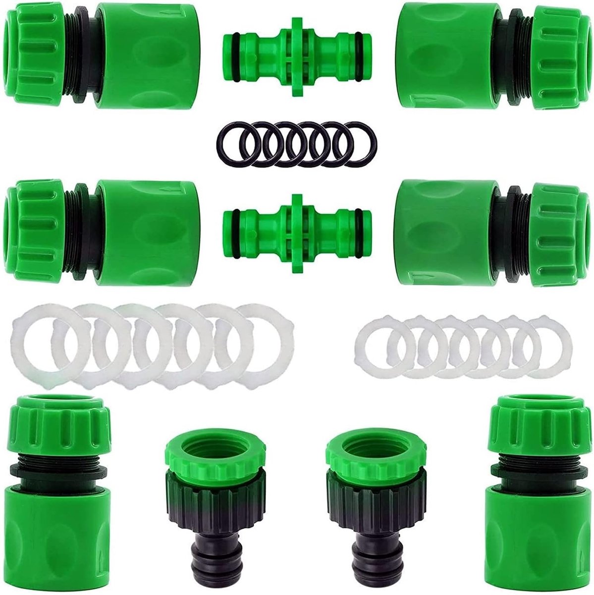Dailygoods- Slangkoppeling 10 Stuks - Slangaansluiting 1/2 Inch - Slangkoppeling 2-in-1 - Tuinslangaccessoires - Duurzaam ABS-Kunststof - Geschikt voor Hozelock