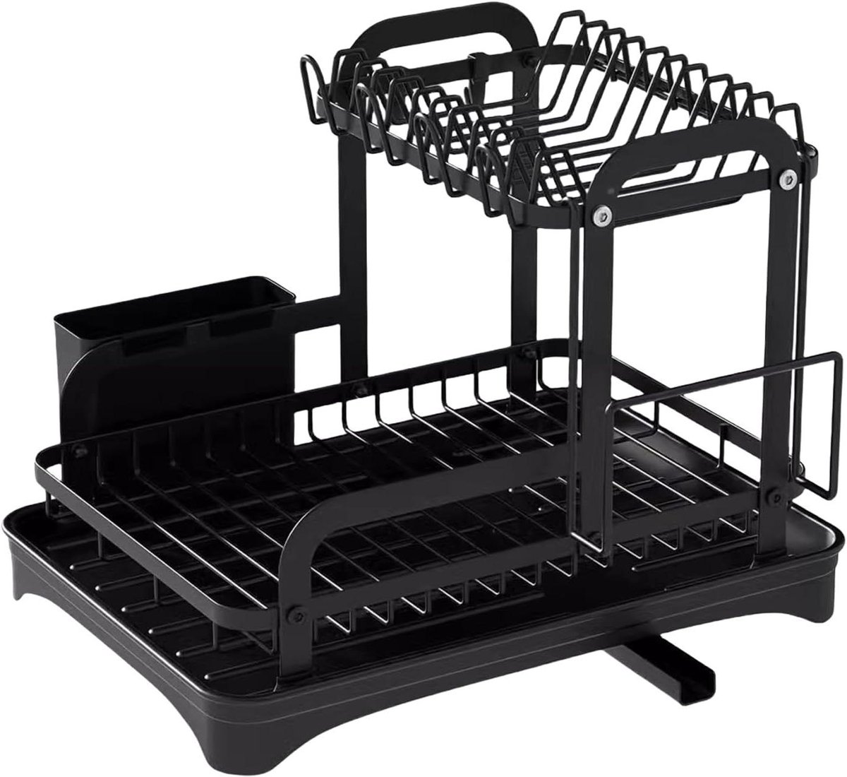 Afdruiprek Keuken - Vaatdroger Organizer - Keuken Opruimen - Dubbellaags Ontwerp - 32 cm Breed - Zwart
