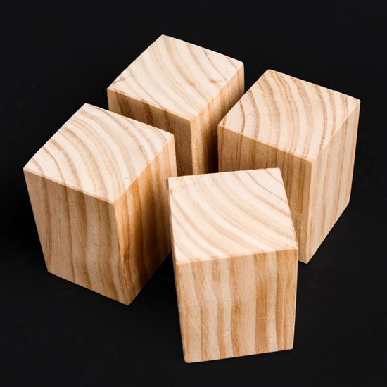 Houten Meubelverhogers - Bedverhogers - Meubels Verhogen - Stevig Massief Hout - 4x4x4 cm - Houtkleur van Houten — afbeelding 5