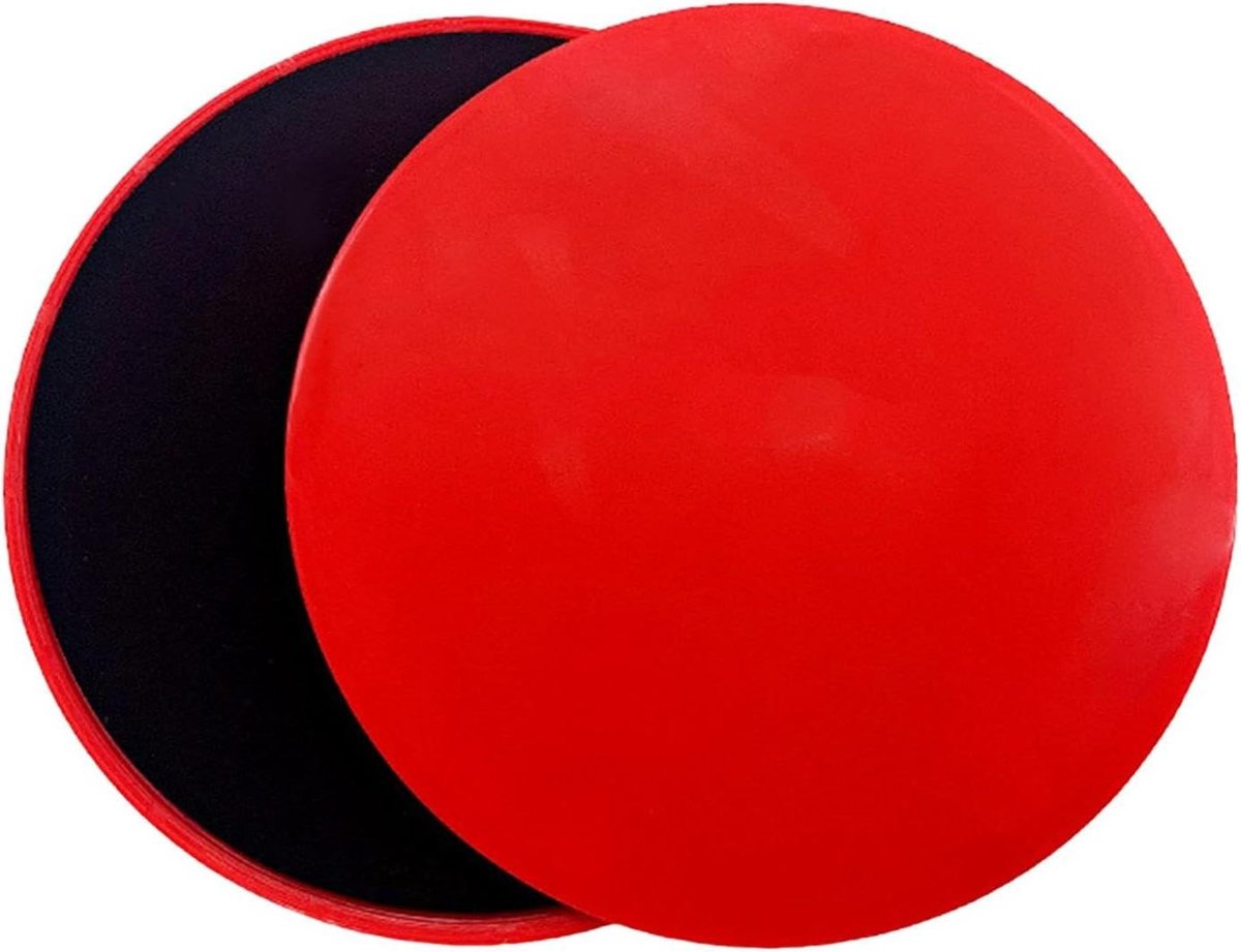 Core Sliders - Schuifschijven Fitness - Core Versterken - Dubbelzijdig Gebruik - 17 cm Diameter - Rood