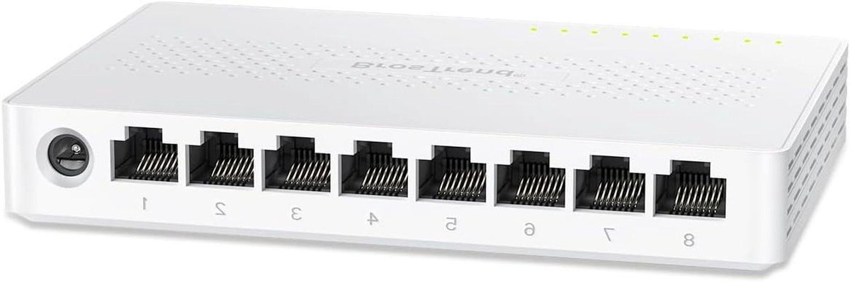 Ethernet Switch - Netwerk Hub - Snelle Verbindingen - Ventilatorloos Ontwerp - 8 Poorten - Wit
