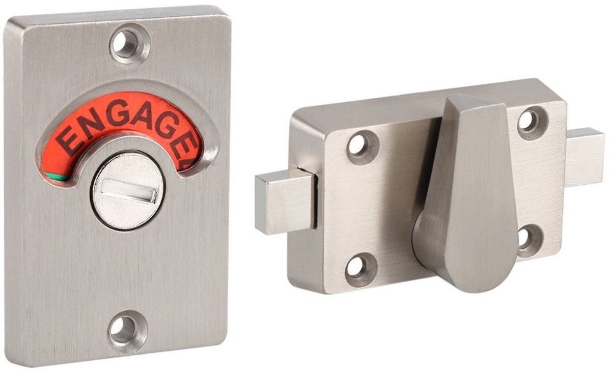 Dailygoods- Deurslot Roestvrij Staal - Indicator Privacy - Grendel - Zinklegering - Voor Binnendeur - Geschikt voor Plaatdikte 12-18 mm - Deurslotindicator