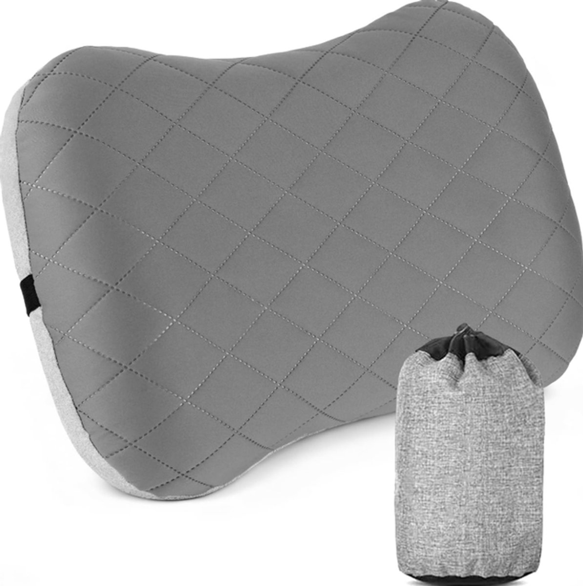 Reiskussen opblaasbaar - Reiskussen - reiskussen nekkussen - Nekkussen - Opvouwbaar reiskussen - Reiskussen vliegtuig - Grijs - 44*26*12 cm - TPU