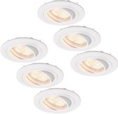 Ledvion - 6X LED Inbouwspot Tokyo - Wit - Dimbaar - 3W - 2700K - Ø92 mm
