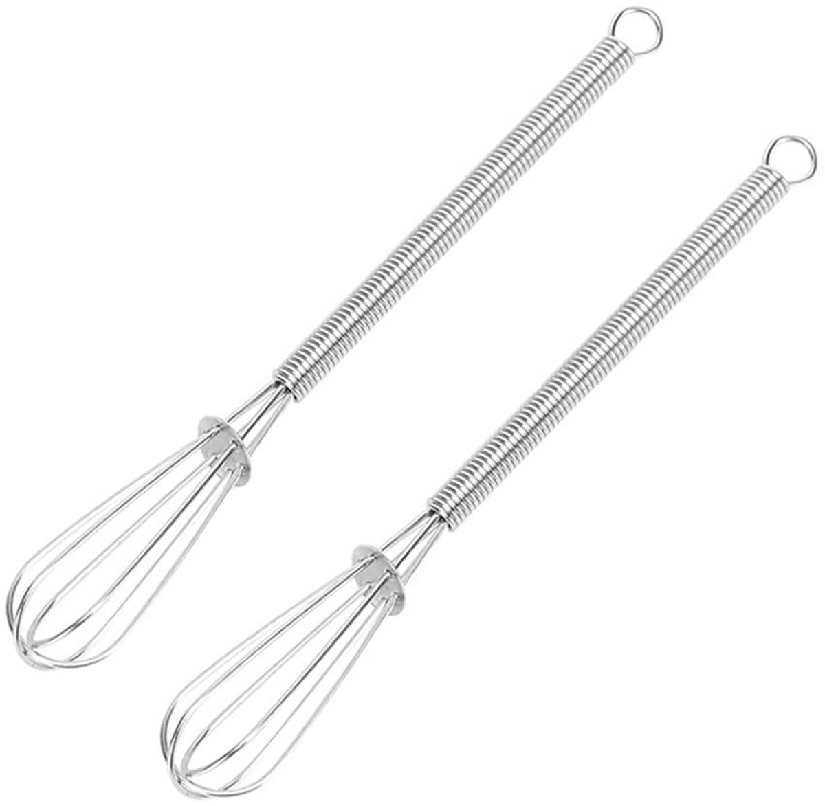 carmdering - Mini Kitchenklopjes - Mini Garde Whisks - Handmatige Mixer - Efficiënt Menggereedschap - Anti-Slip Handvat - Roestvrij Staal - Duurzame Constructie - Ruimtebesparend Opslag - 2 Stuks