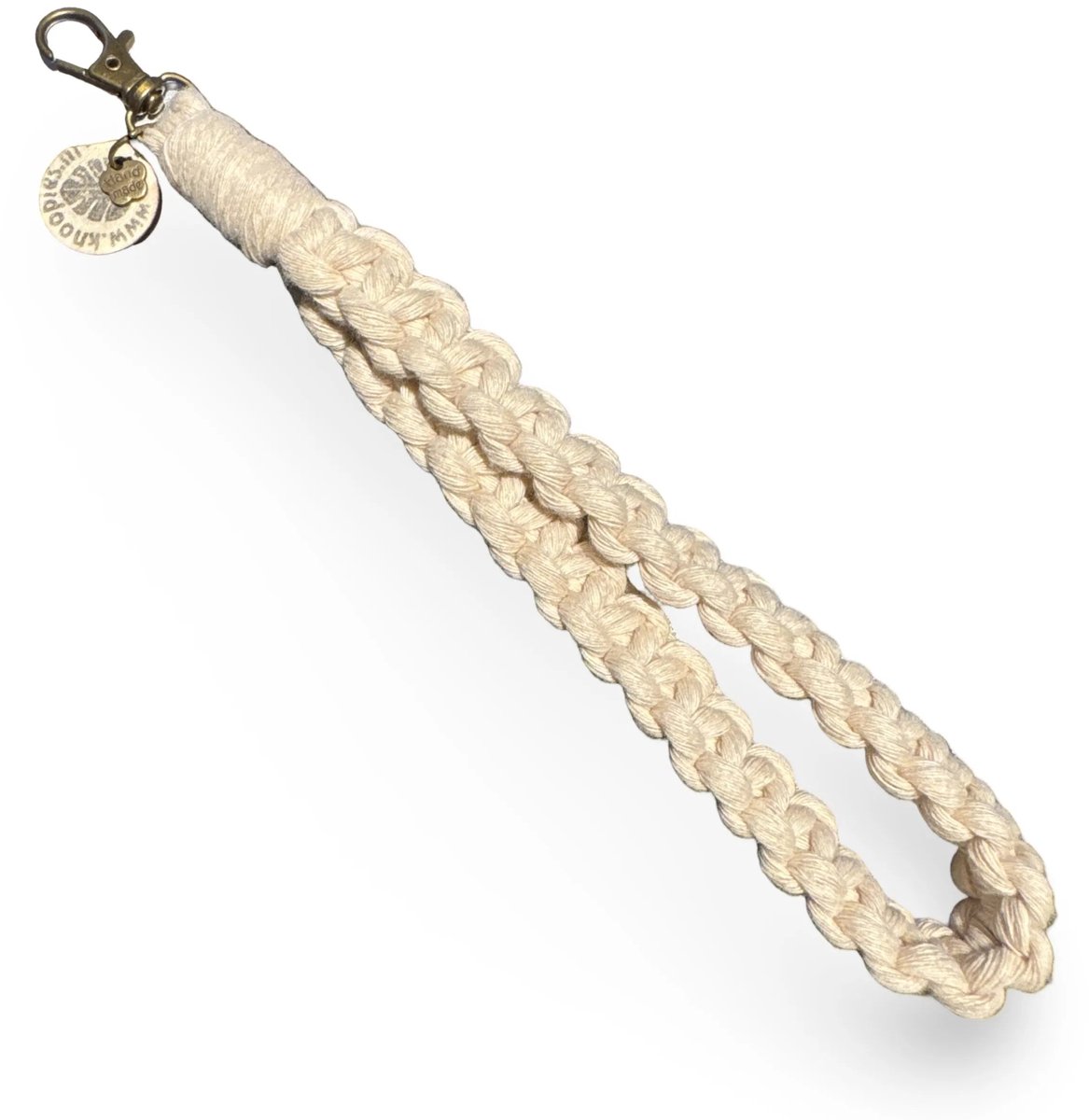 Macramé Pols Keycord - Squared - Gebroken Wit - Katoenkoord - Prijs per Stuk - Inclusief Verzendkosten