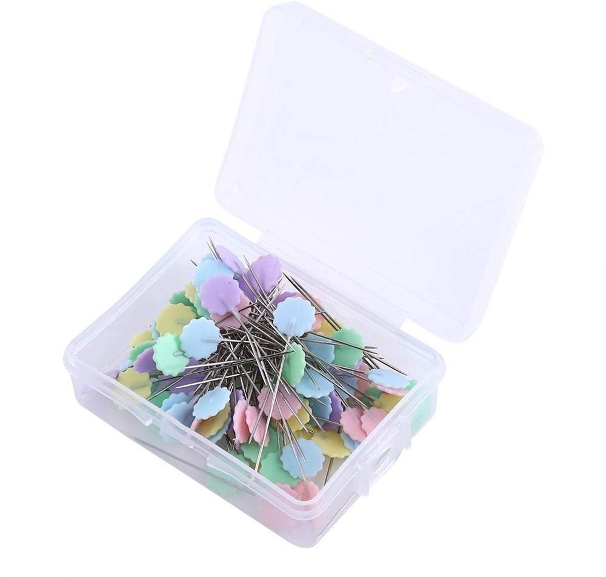 Dailygoods- Patchwork Pins 100 Stuks - Naaien/Quilten - Multifunctioneel - Kunststof/Roestvrij Staal - Decoreren - Bloem/Vlinderdas/Knoop - Naalden
