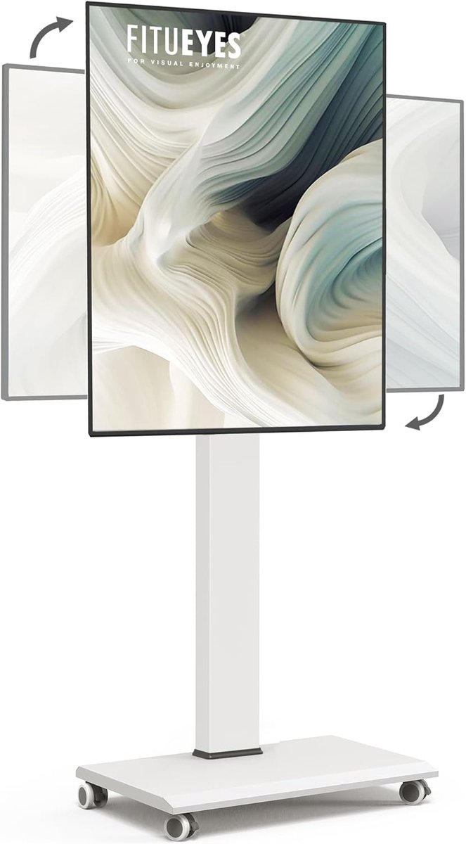 FITUEYES Tv-standaard, verrijdbaar, tv-rolwagen voor 32-75 inch plasma/LCD/led-televisie-tv, vloerstandaard met wieltjes, in hoogte verstelbaar, zwenkbaar, tot 40 kg, VESA 600 x 400 mm