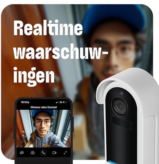 OMAJIN by Netatmo 2K Wireless Smart Video Doorbell, Battery Operated, Including Gong, Motion & People Detection, IP65, Zone Detection, Two-Way Audio, SD/Cloud Storage, OVD-01 — afbeelding 4