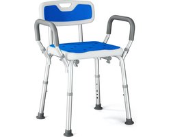 Shower Chair with Armrests and Back, Non-Slip Bath Chair with Cushion, 6 Levels Height Adjustable Shower Stools for Elderly, Disabled, Seniors, Pregnant