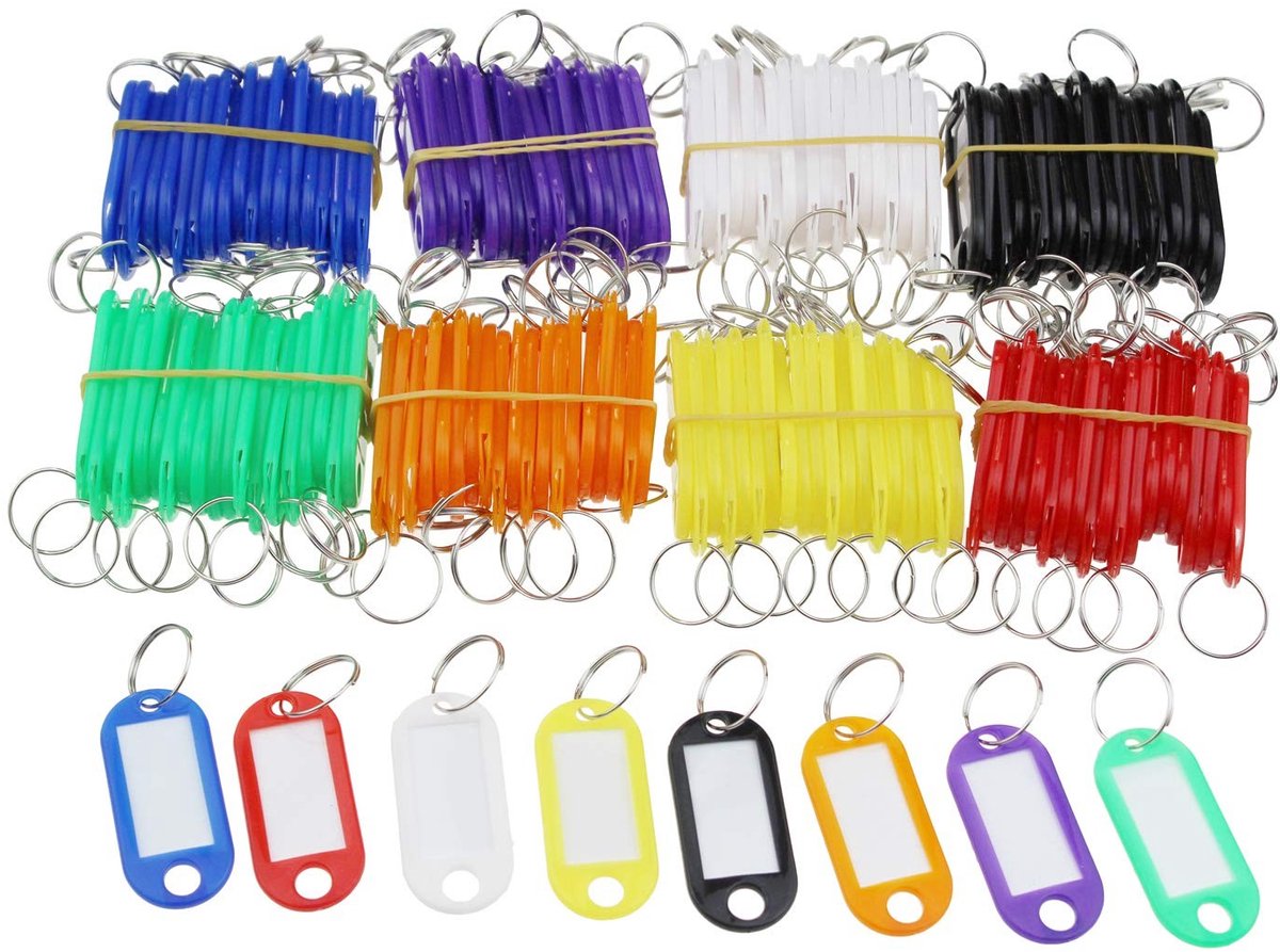 Dailygoods- Sleutelhanger 160 Stuks - Sleutellabels - ID-tags - Diverse Kleuren - Lichtgewicht - Waterdicht Beschermhoes - Sleutellabel