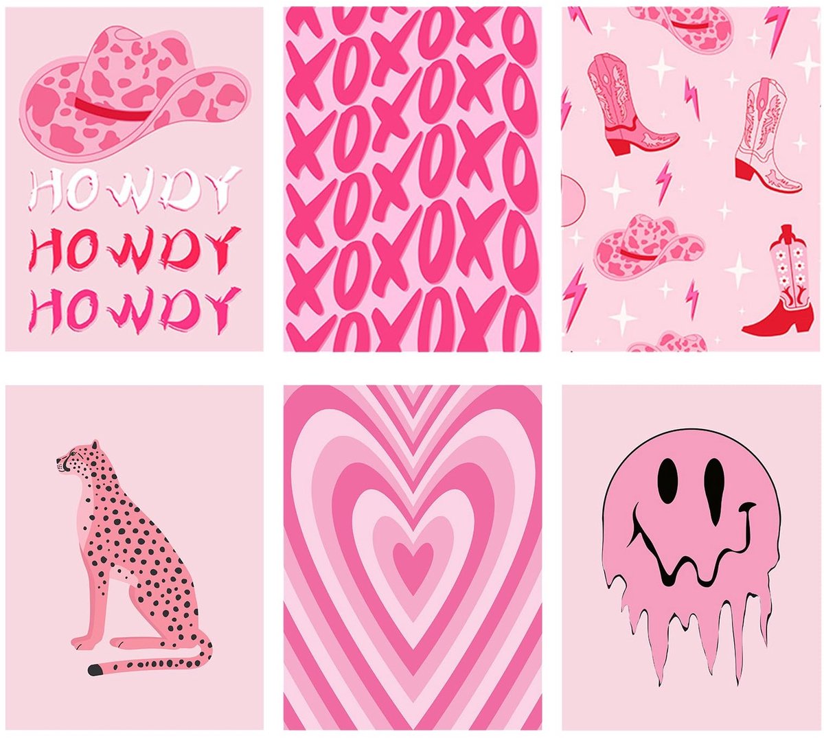 Dailygoods- Muurkunst Hot Pink - Muurdecoratie Slaapkamer - Muurdecoratie Badkamer - Preppy Posters - Wanddecoratie - Moderne Stijl