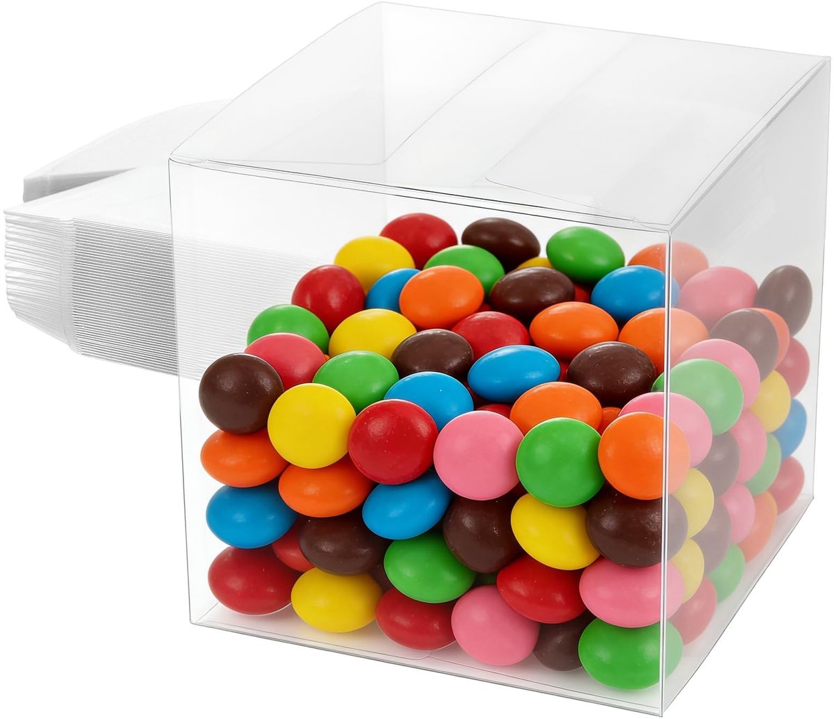 Dailygoods- Gunstdozen 50 stuks - Duidelijke geschenkdozen - 10x10x10cm - PVC doorzichtige dozen - Stevig lichtgewicht - Duurzaam PP-plastic