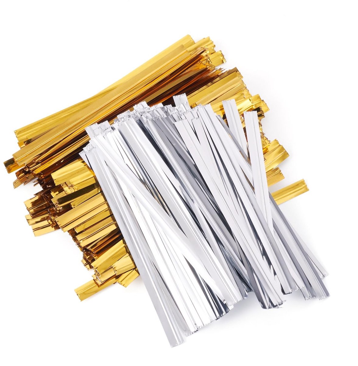 Dailygoods- Stropdassen Metallic - 1550 Stuks - Gouden/Zilveren Twist Draad - Herbruikbare Tas Tie - 60x4mm - Ideaal voor Cadeauverpakking - Twist Ties