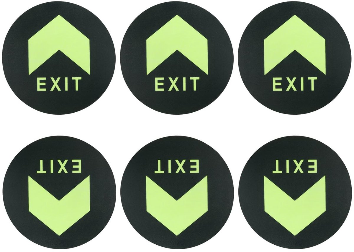 Pijlstickers 12 stuks - Gloeiend in het donker - Zelfklevend - Verwijderbaar - PVC - 19,3 cm groot - Richtingstekens