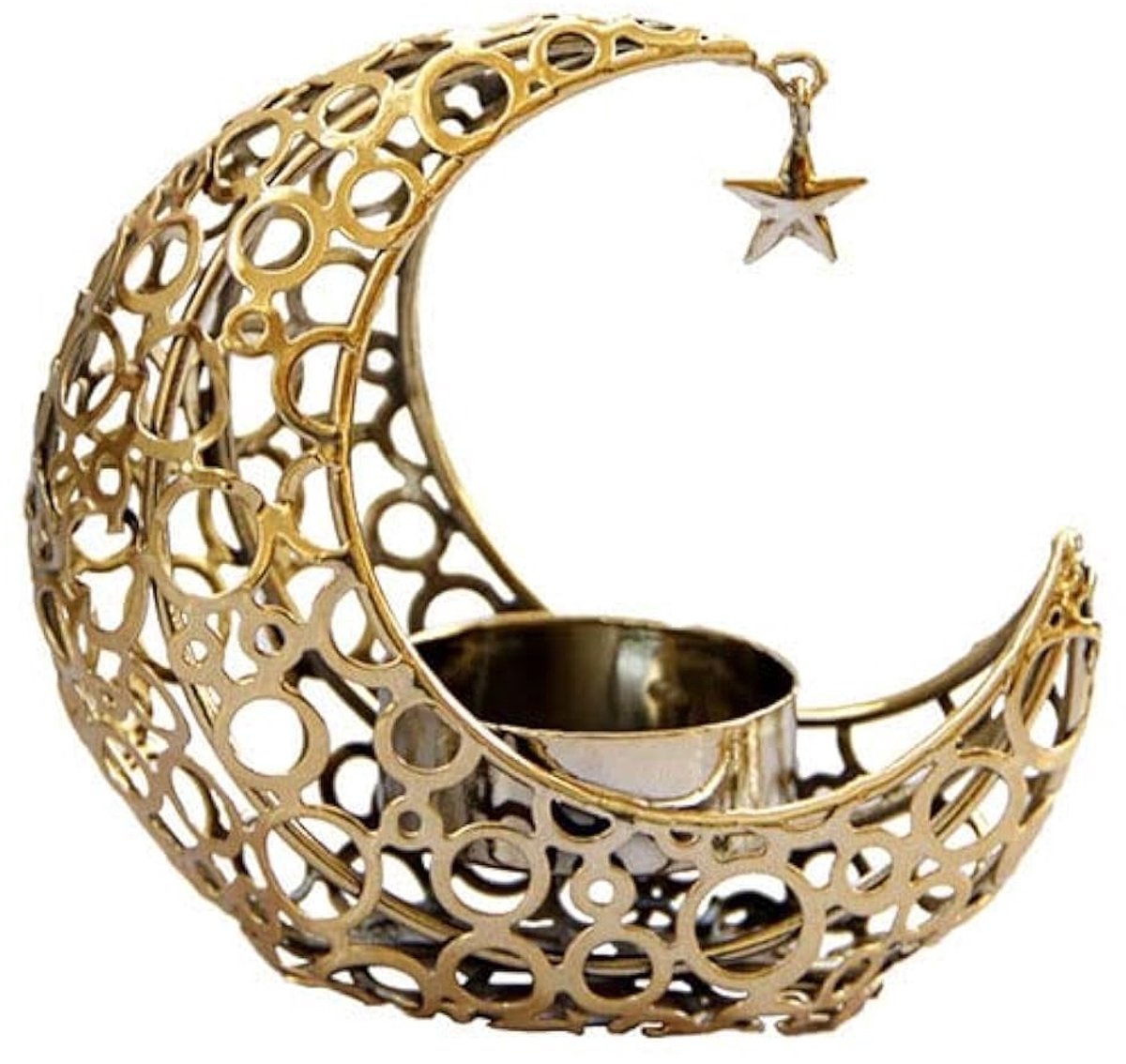 Dailygoods- Kandelaar Halve Maan Bootvorm - Duurzaam Metaal - Romantische Decoratie - Geschikt voor Doe-Het-Zelf Kaarsen - 4,5 x 3,8 Inch - Perfect Cadeau - Kaarsenhouder