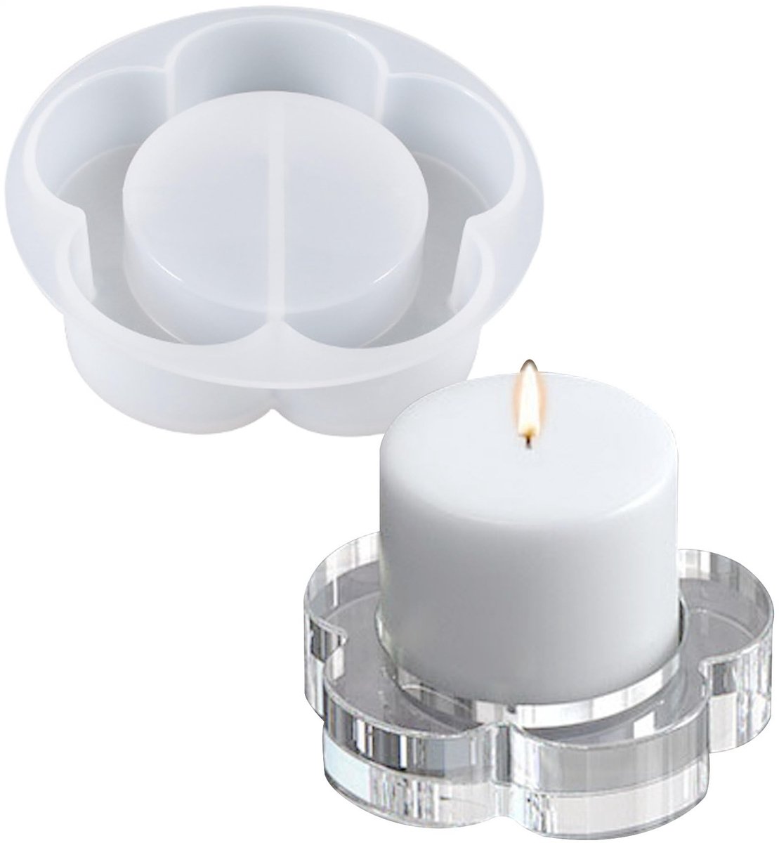 Dailygoods- Kandelaar Bloem - Siliconen Mal - Hars Kaars Houder - DIY Decoratie - Tafeldecoratie - Snuisterij Container - Kaarsenhouder