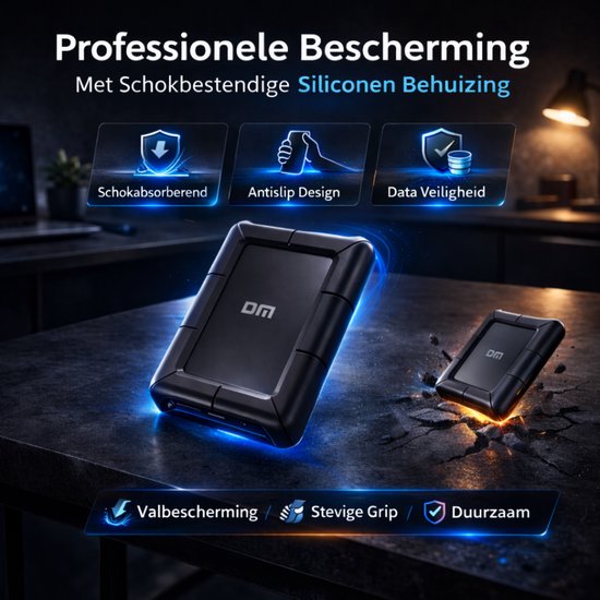 DM Externe Harde Schijf 2TB - USB C - Stootvaste Draagbare HDD - Hoge Opslagcapaciteit - Zwart — afbeelding 2