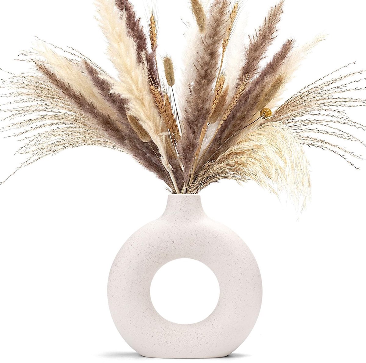 Dailygoods- Vaas moderne stijl - Keramische Vaas - Ronde Vaas - Decoratieve Vaas - Set van 2 - Perfecte afmetingen 13,5/18/22,5 cm