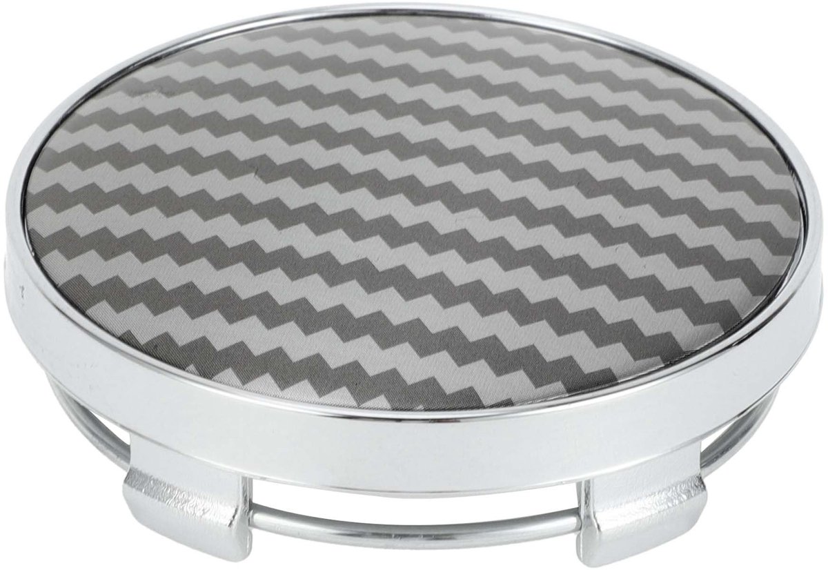 Dailygoods- Wielnaafdopjes 60mm - Carbon Fiber Patroon - Zilveren Toon/Zwart - Bescherming tegen stof/vuil - Duurzaam - Eenvoudig te installeren - Naafdop