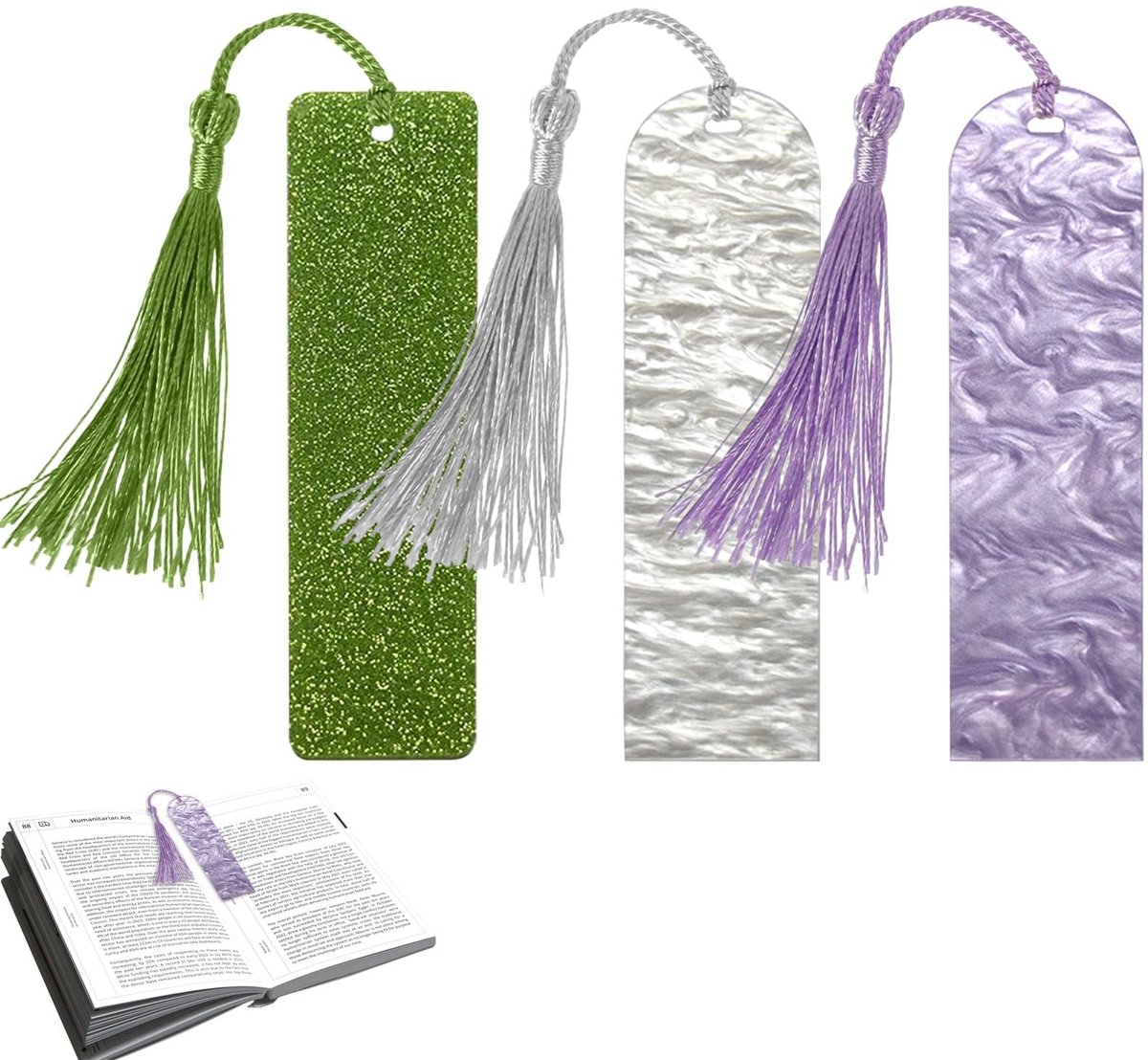 Dailygoods- Boekenleggers Set van 3 - Gepersonaliseerde Bladwijzers - Met Kwast - Lichtgewicht - Stevig Hars - Perfect voor Scholieren