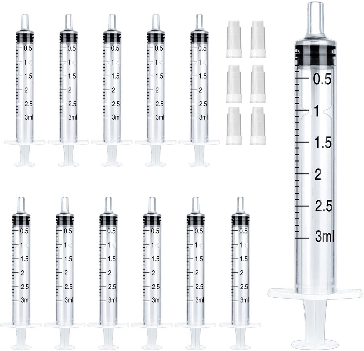 Dailygoods- Spuitset 20 stuks - 3 ml Spuiten - Kunststof - Steriel - Deksel - Nauwkeurige schaal - Vloeistofspuit