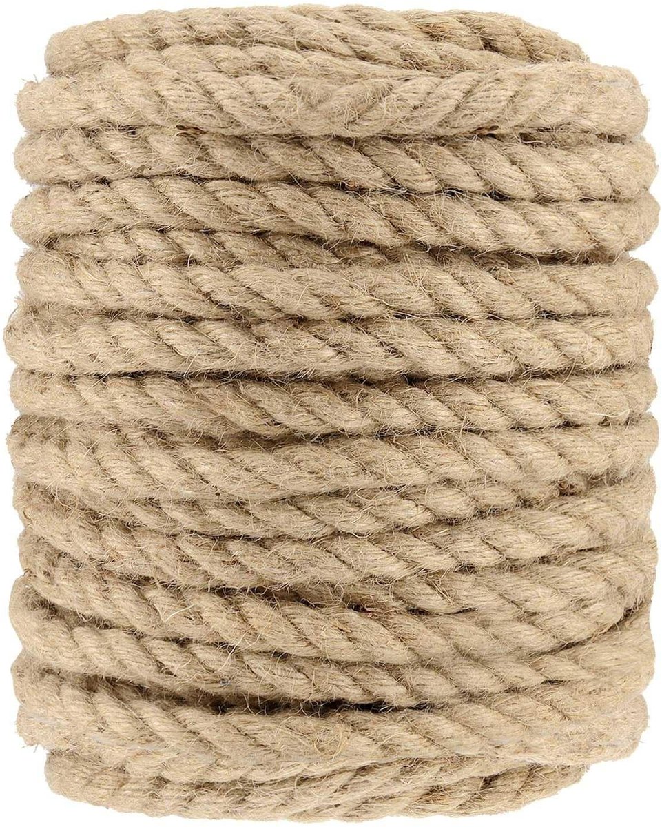 Dailygoods- Jute Touw 12 mm - 30 m Natuurlijke Jute - Hennep Touw - Bindtouw - Tuin Touw - Duurzaam en Sterk - Tuintouw