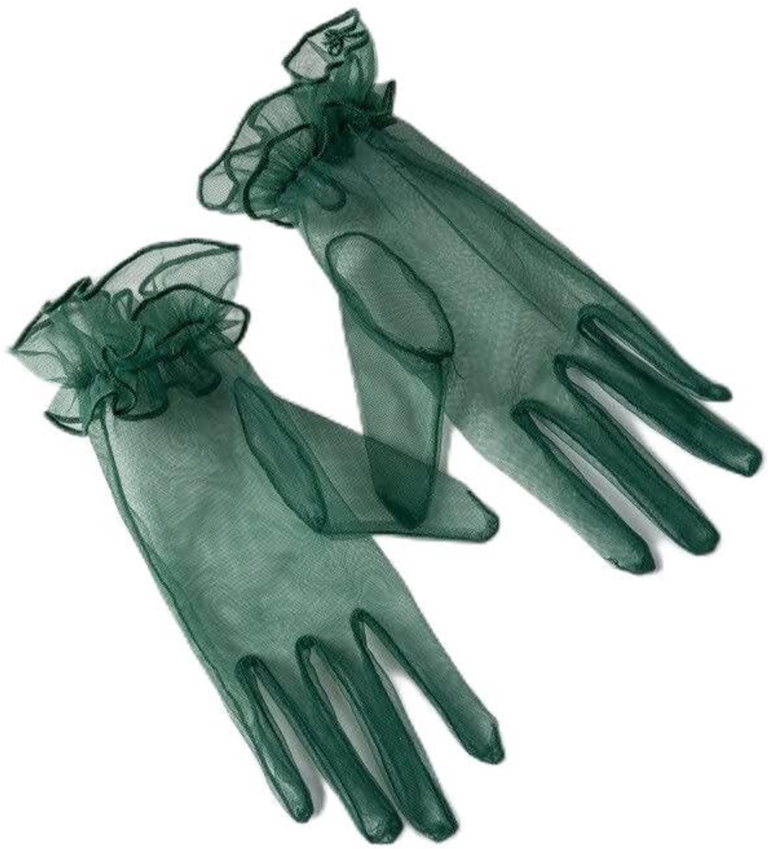Dailygoods- Handschoenen Dames Korte Tule - Transparante Vintage Handschoenen - Zomer/Avondhandschoenen - Eén Maat - 23 cm Lang - Stijlvol Accessoire