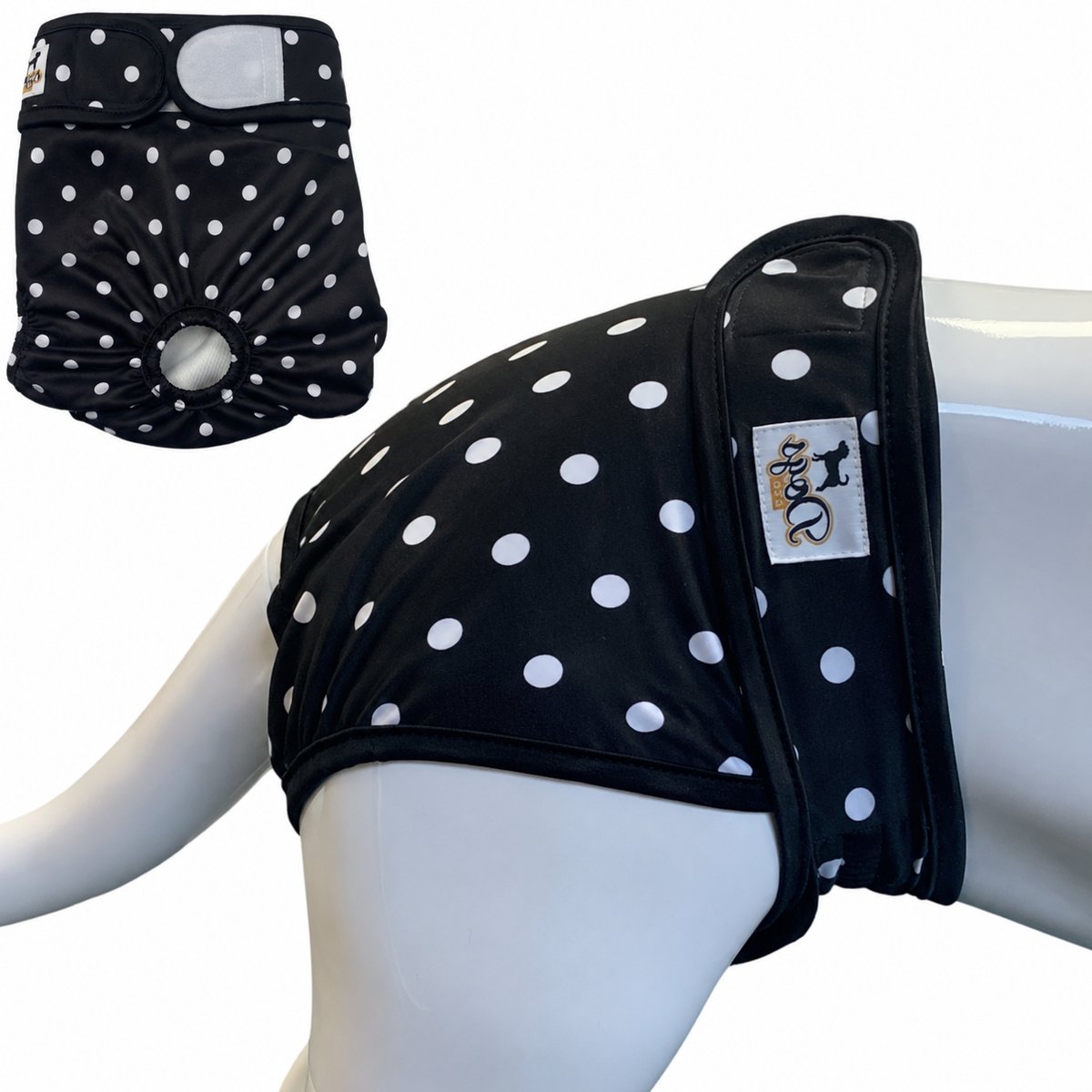 Dogs&Co® Loopsheidbroekje Polka Dot - Maat XS - Katoen & Mesh Stretchy met Klittenband - Hondenluier - Loopsheidbroekje hond - Honden - Incontinentiebroekjes