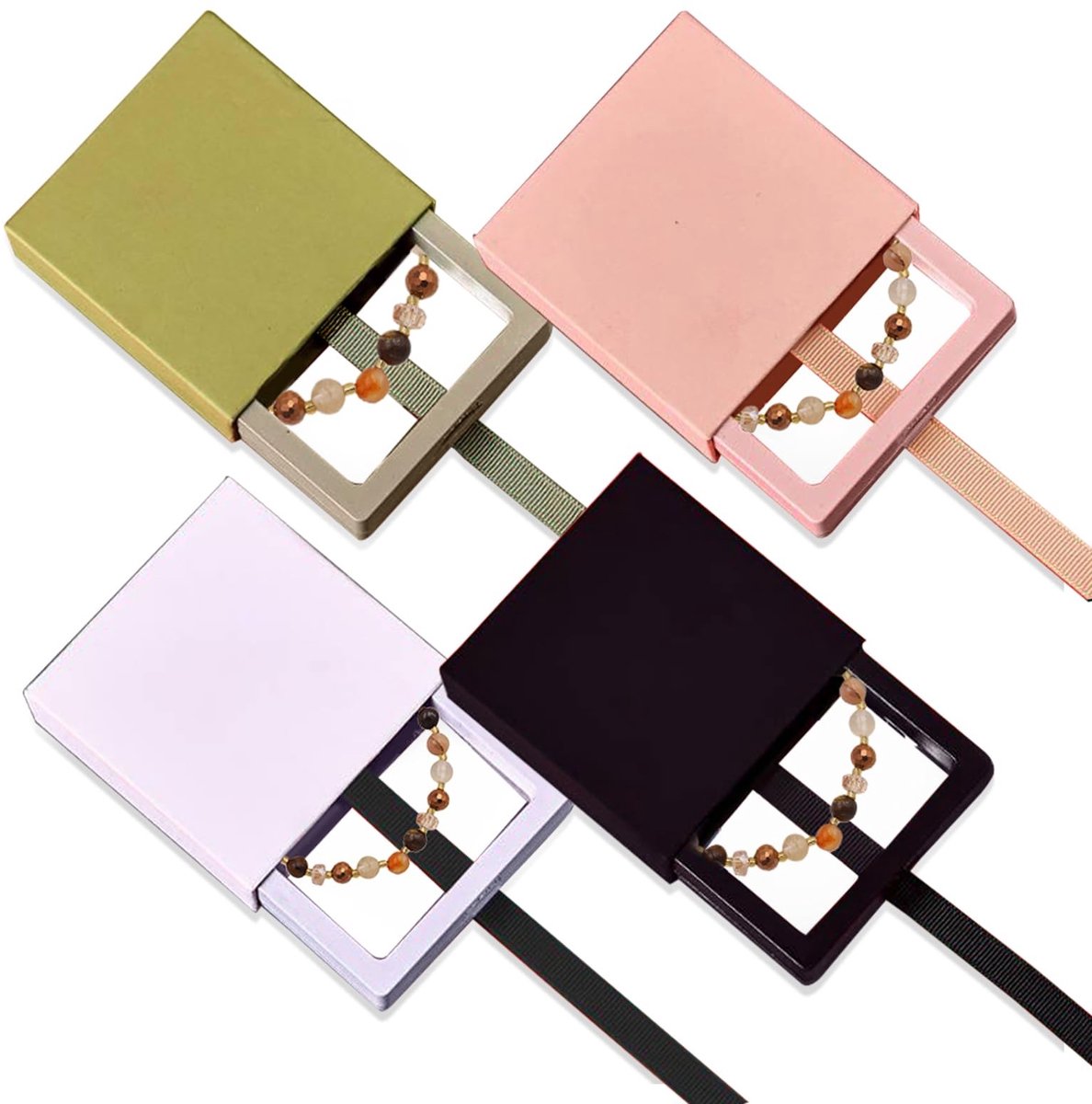 Dailygoods- Sieradendoosje Kunststof - Uittrekbare Geschenkdoos - Zwart - Sieradenverpakking - Voor Oorbellen/Kettingen - 1 Stuk - Sieradenbox