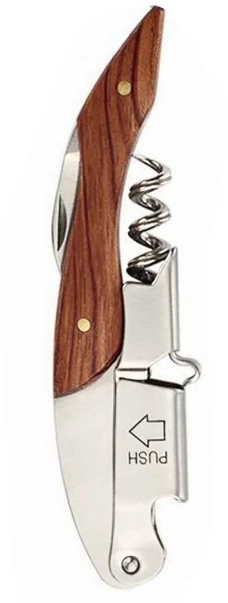 Dailygoods- Wijnopener Professionele Kurkentrekker - Roestvrij Stalen Flesopener - Houten Handvat - Multifunctioneel Gereedschap - Ergonomisch Ontwerp - Gemakkelijk te Gebruiken