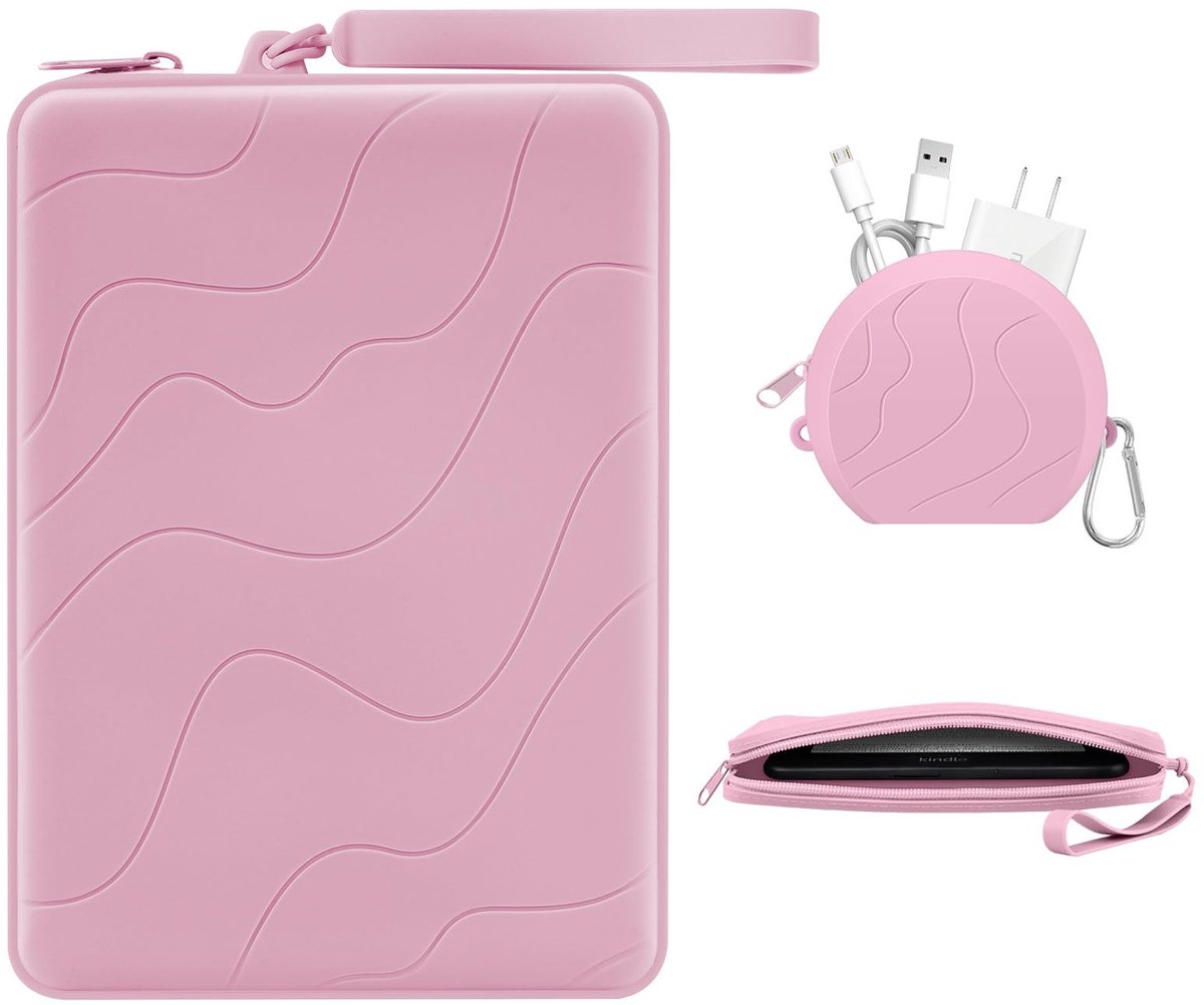 Dailygoods- Silicone Clutch - Watergolfdesign - Multi-purpose Hoes - Geschikt voor E-readers tot 7 Inch - Praktische Polsband - Ritssluiting voor Snelle Toegang - E-reader Hoes